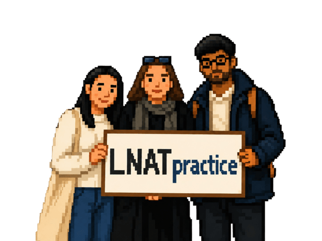 Students holding an LNATpractice sign
